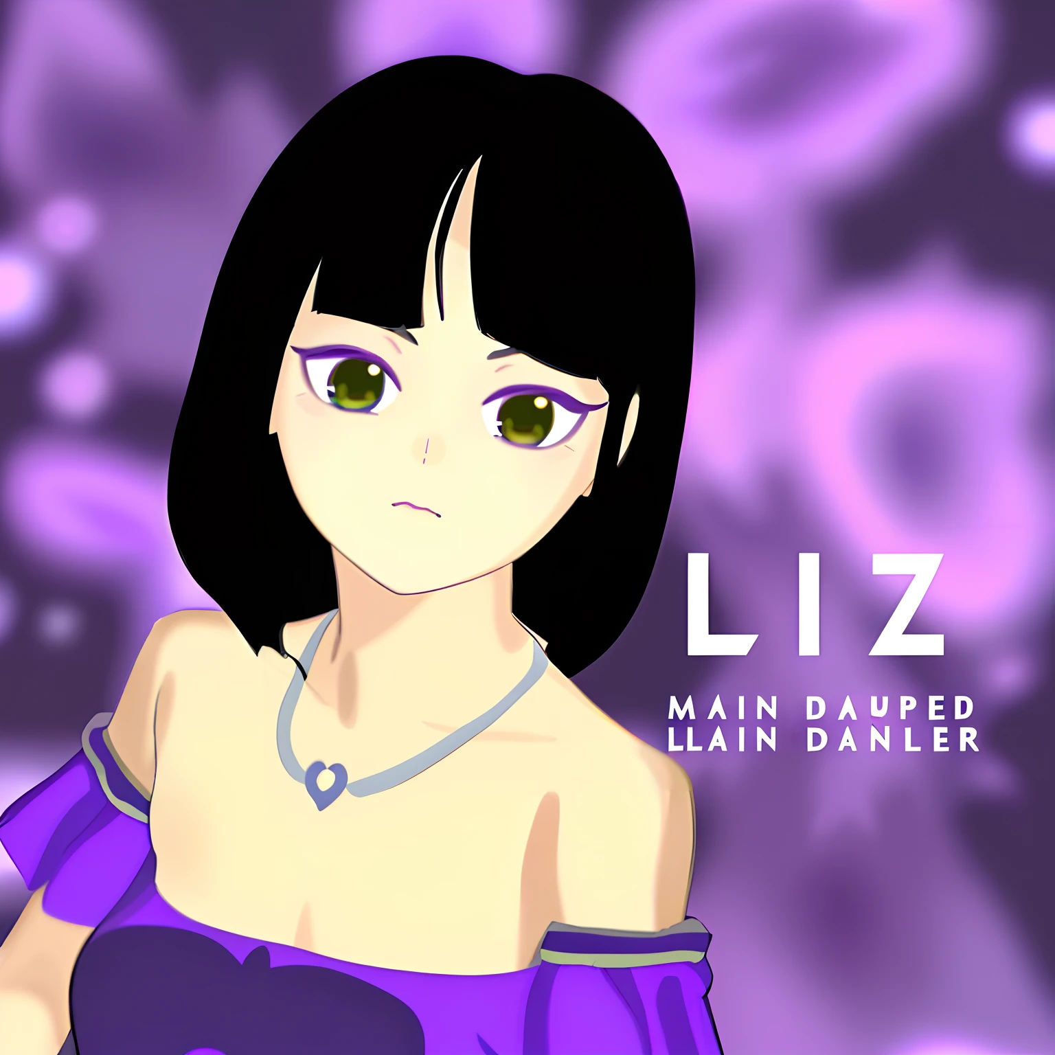 a close up of a cartoon girl with a purple dress, inspired by Liza Donnelly, loli, daz, inspired by Li Zai, live2d virtual youtuber model, li zixin, lsd, lily, l7m, profile picture 1024px, lain, lisa, hazy, rin, lain iwakura, maya fey from ace attorney