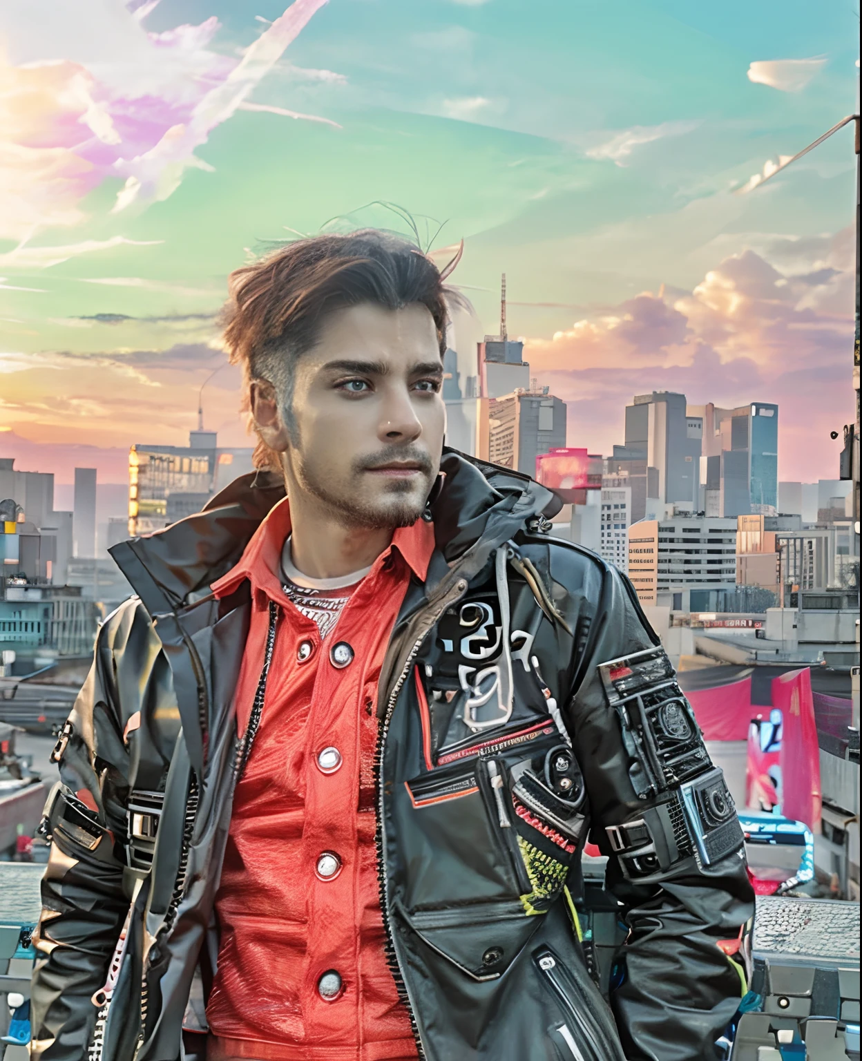 Change background  cyberpunk handsome boy :ultra realistic 8k