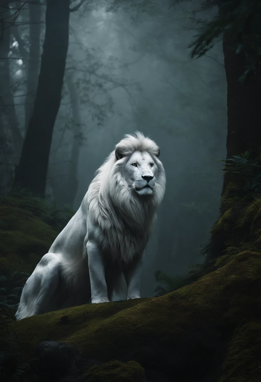 K HD |,Mystical Spirit Beasts,Raposa negra de nove caudas,Raposa gigante de nove caudas,Full branco,Olhe para a lua
