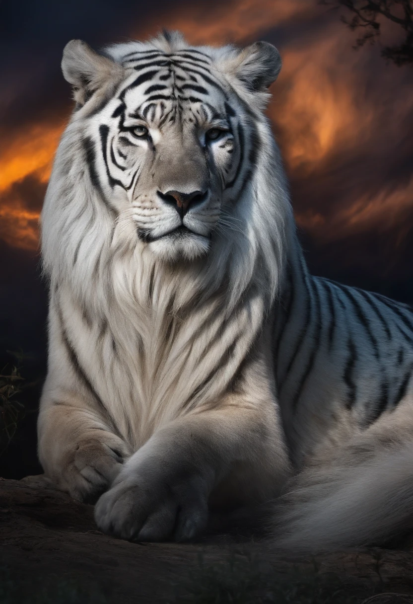 K HD |，Mystical Spirit Beasts，Raposa negra de nove caudas，Raposa gigante de nove caudas，Full branco，Olhe para a lua
