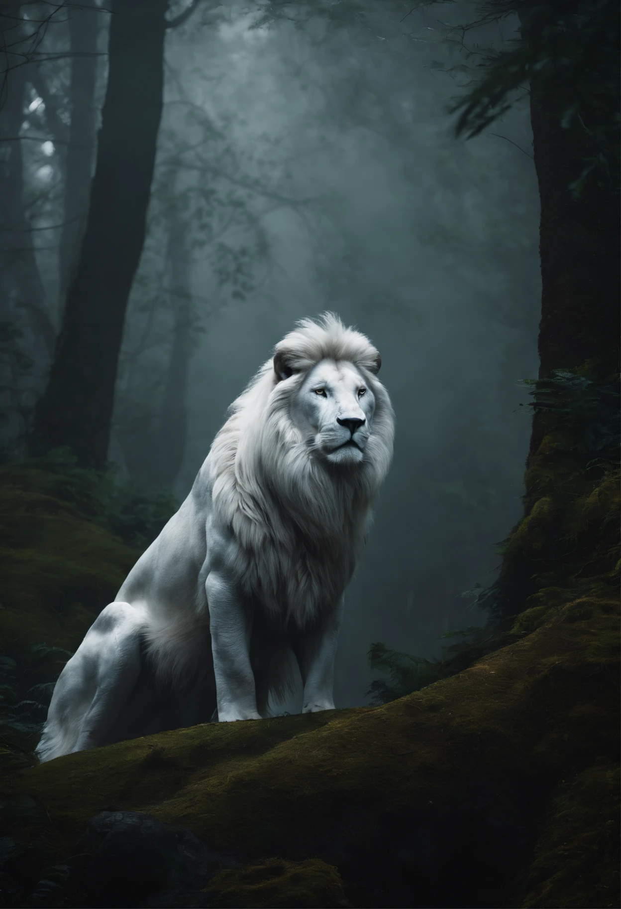 K HD |,Mystical Spirit Beasts,Raposa negra de nove caudas,Raposa gigante de nove caudas,Full branco,Olhe para a lua