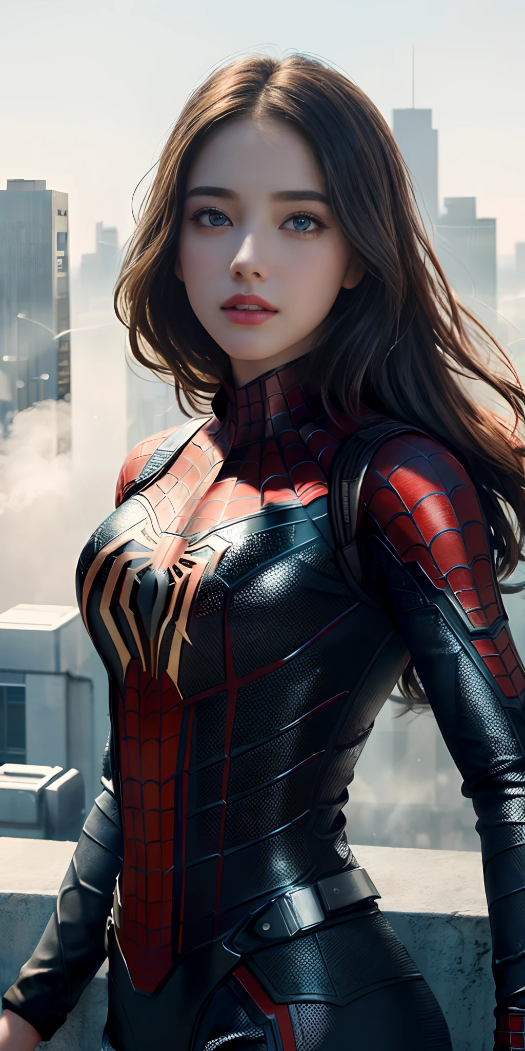 (Indian 1girl:1.3), solo, __body-parts__, official art, unified 8k wallpaper, super detailed, beautiful and aesthetic, beautiful, masterpiece, best quality, raw, masterpiece, super fine photo, best quality, super high resolution, photorealistic realism, sunlight, full body portrait, very big boobs, without mask, amazing beauty, dynamic pose, delicate face, vibrant eyes, (from the front), she is wearing a full body Spider-Man suit, red and black color scheme, spider, very detailed abandoned warehouse background , detailed face, detailed complex busy background, messy, gorgeous, milky, highly detailed skin, realistic skin details, visible pores, sharp focus, volumetric fog, 8k uhd, DSLR camera, high quality, film grain, fair skin, photo realism, lomography, huge metropolis in a future dystopia,