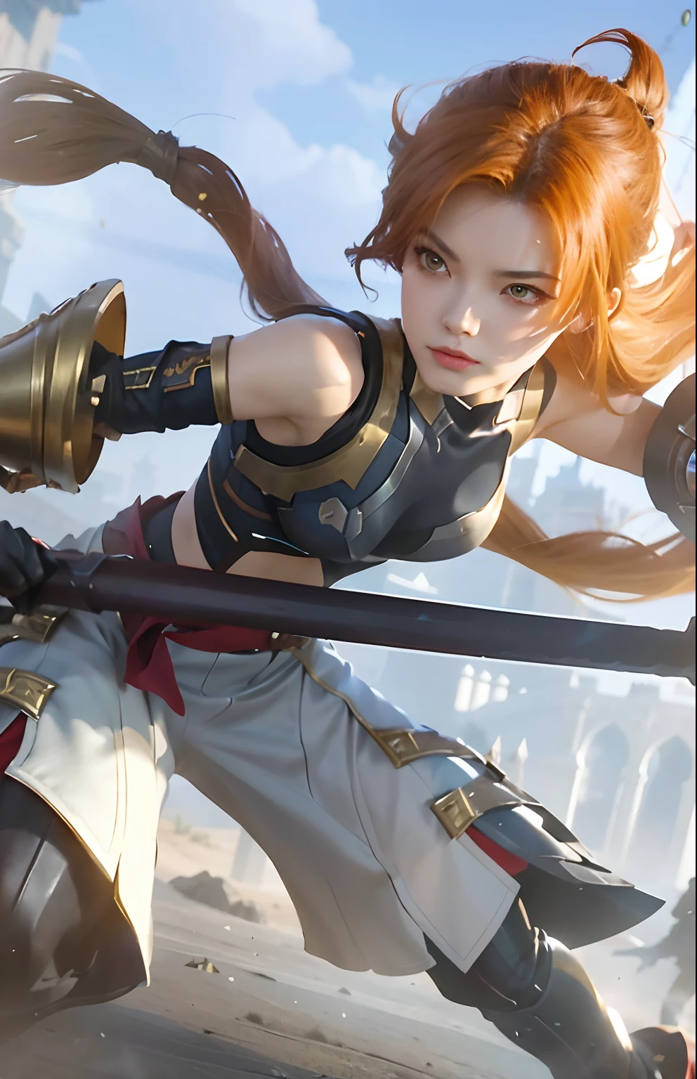 anime - style image of a woman with a sword and armor, brigitte, style artgerm, ig model | artgerm, katarina, cushart krenz key art feminine, kda, official splash art, ashe, artgerm lau, krenz cushart and artgerm, freya, artgerm style, splash art