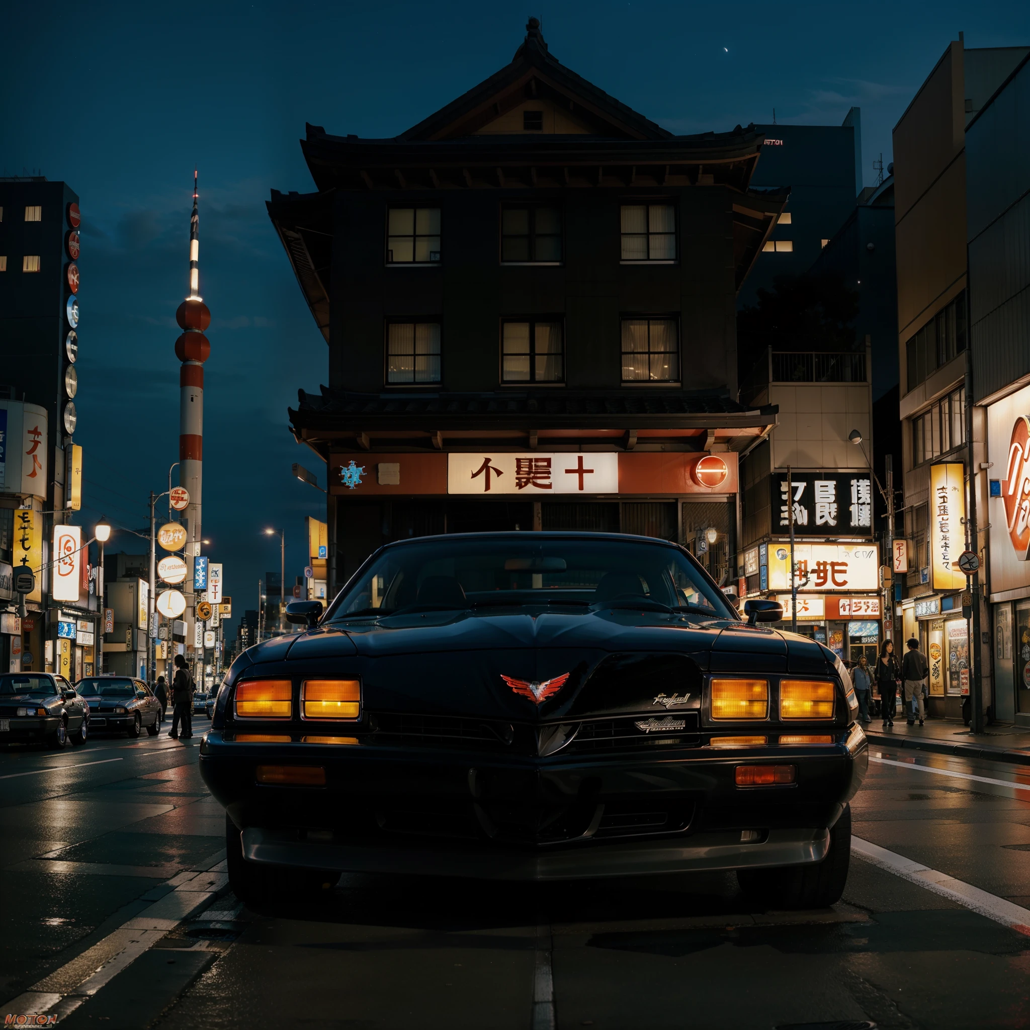 1991 firebird Pontiac in Tokyo night wallpaper