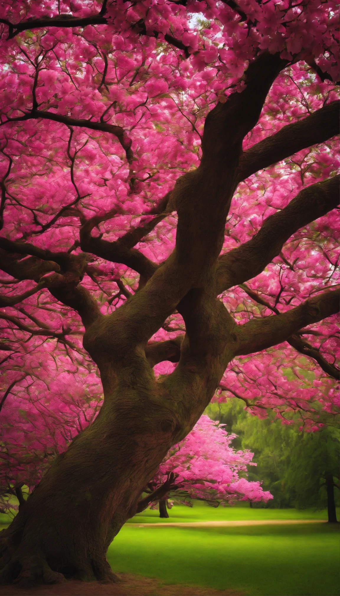A tree with pink flowers