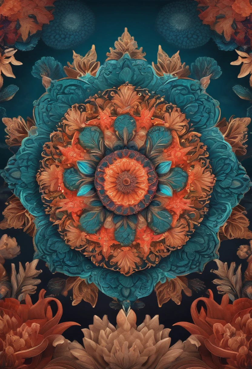 Beautiful mandala with a coral reef background