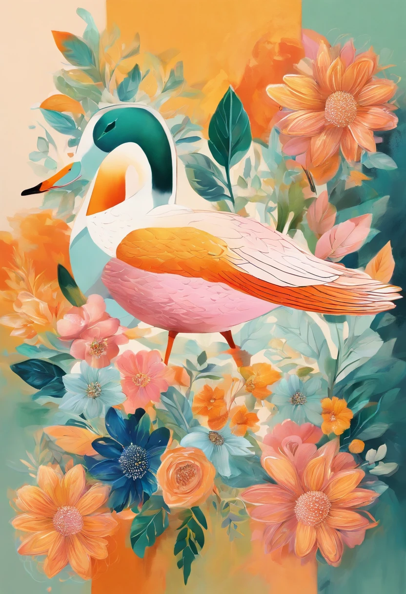 (best quality,4k,8k,highres,masterpiece:1.2),vibrant color drawing,simple DUCK based mandala,painted in watercolors,with intricate patterns,delicate brushstrokes,highly detailed,ornate design,featuring a central DUCK figure surrounded by symmetrical geometric shapes,tiny flower motifs,(beautiful,eye-catching,striking:1.1) color contrast,shades of bright orange,yellow,blue,green,and pink,creating a dynamic visual impact,harmonious color palette,(realistic,photorealistic,photo-realistic:1.37) depiction of textures and shadows,bringing depth to the artwork,lit with soft diffused lighting,adding a warm and inviting atmosphere,exhibiting a serene and peaceful aura.