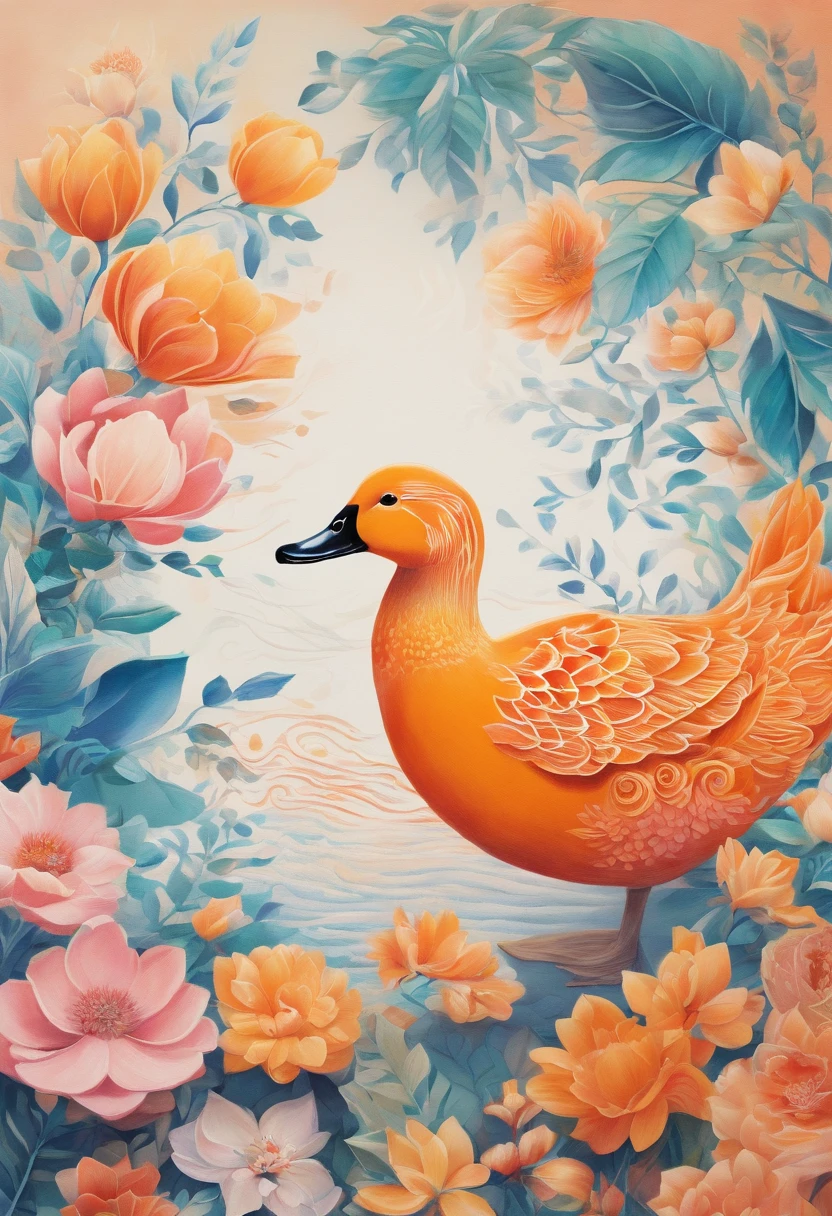 (best quality,4k,8k,highres,masterpiece:1.2),vibrant color drawing,simple DUCK based mandala,painted in watercolors,with intricate patterns,delicate brushstrokes,highly detailed,ornate design,featuring a central DUCK figure surrounded by symmetrical geometric shapes,tiny flower motifs,(beautiful,eye-catching,striking:1.1) color contrast,shades of bright orange,yellow,blue,green,and pink,creating a dynamic visual impact,harmonious color palette,(realistic,photorealistic,photo-realistic:1.37) depiction of textures and shadows,bringing depth to the artwork,lit with soft diffused lighting,adding a warm and inviting atmosphere,exhibiting a serene and peaceful aura.