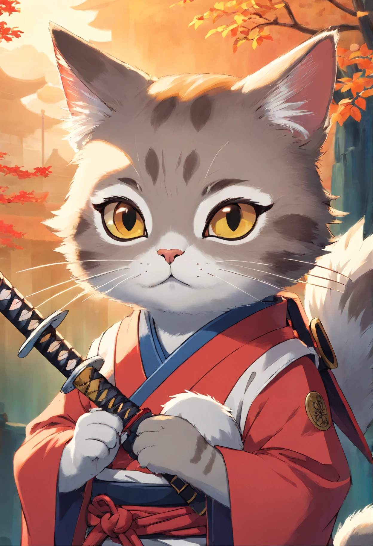 Cute cat samurai