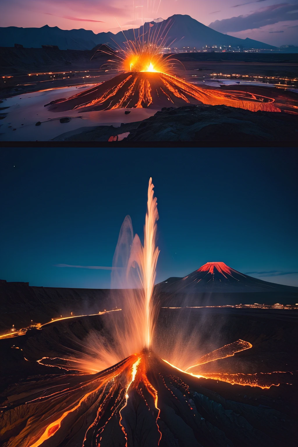 volcanoes,volcano landscape,Magic background,highly accurate,4k高清,Sea of Stars,In the daytime,