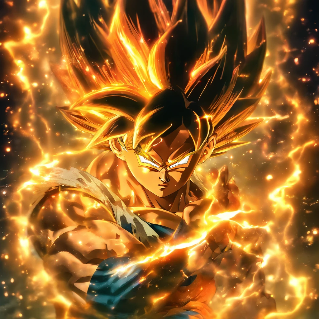 Tiago Jean, Katsuhiro Otomo, surreal, misterioso, bizarro, genial, fantasia, scientific fiction, Anime japones, ((Goku super saiyajin god com uma espada)) Correndo pela noite escura, indo para algum lugar, The moonlight being the only guide, incapaz de enxugar a dor e a tristeza, And where's my heart? The flame will not be extinguished.Who will we hold on to this feeling until the day we share the darkness and shine in the sun????????, Obras-primas detalhadas, Cinematic depth-of-field lighting