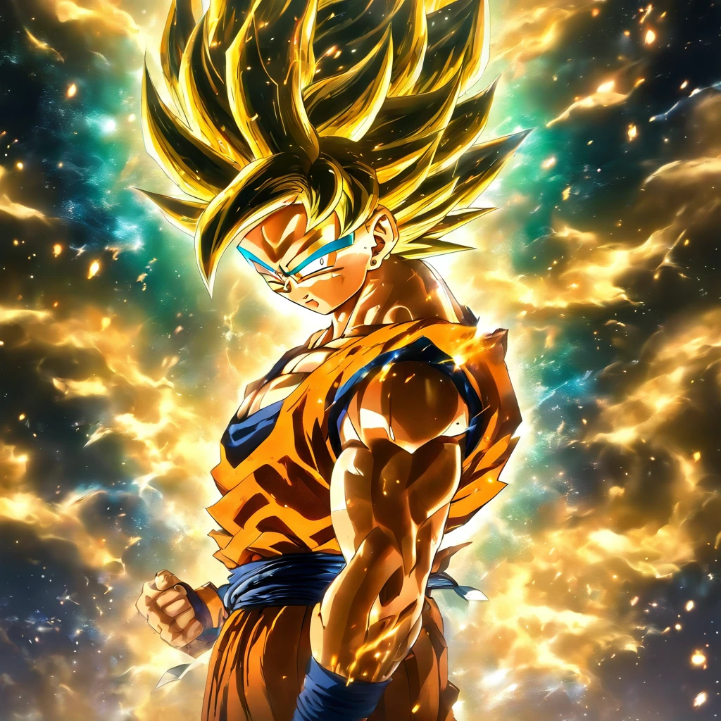 Tiago Jean, Katsuhiro Otomo, surreal, misterioso, bizarro, genial, fantasia, scientific fiction, Anime japones, ((Goku super saiyajin god com uma espada)) Correndo pela noite escura, indo para algum lugar, The moonlight being the only guide, incapaz de enxugar a dor e a tristeza, And where's my heart? The flame will not be extinguished.Who will we hold on to this feeling until the day we share the darkness and shine in the sun????????, Obras-primas detalhadas, Cinematic depth-of-field lighting
