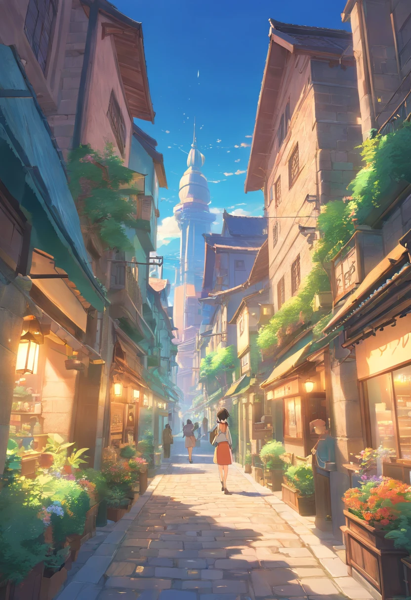 Fantasy city 13th century,  cidade enorme, Cidade bonita com jardins, quadrado, beautiful buildings, Magnificent fantasy city, ruas de pedra, marble walls, jardins encantadores, pessoas com roupa medieval.