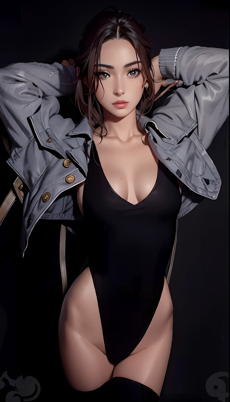 Arafed Mujer con un traje negro posando para una foto, con un traje negro, Hermosa modelo china, Linda chica con traje sin mangas, japanese model, Modelo IG | Artgerm, Tendencias en CGVeStation, Ropa reveladora, Tendencias en CGVatstation, Pose atractiva, pose sexy, 2 4 year old female model, sexy girl, Foto de Slim Girl Model