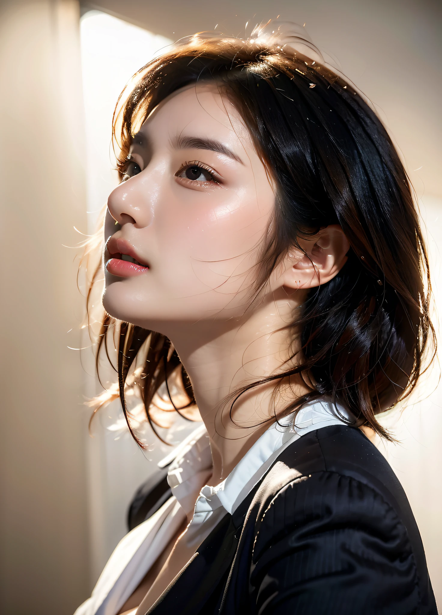 there is a woman in a black jacket and white shirt, Gorgeous young Korean woman, Beautiful young Korean woman, beautiful Korean women, portrait of female korean idol, young lovely Korean faces, gorgeous chinese models, soft light from the side, asian beautiful face, young cute wan asian face, Portrait photo of a beautiful, Beautiful young Asian woman, photo of a beautiful woman