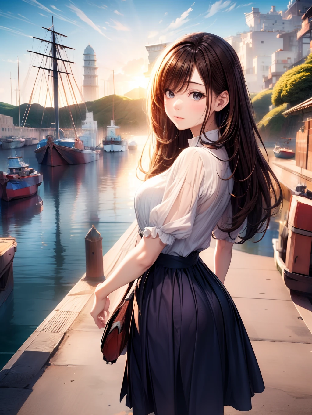 (confess)、(((harbour:1.5)))、I love you、girl、appointment、Big background、Make the ocean bigger、Sunset、mediterranean