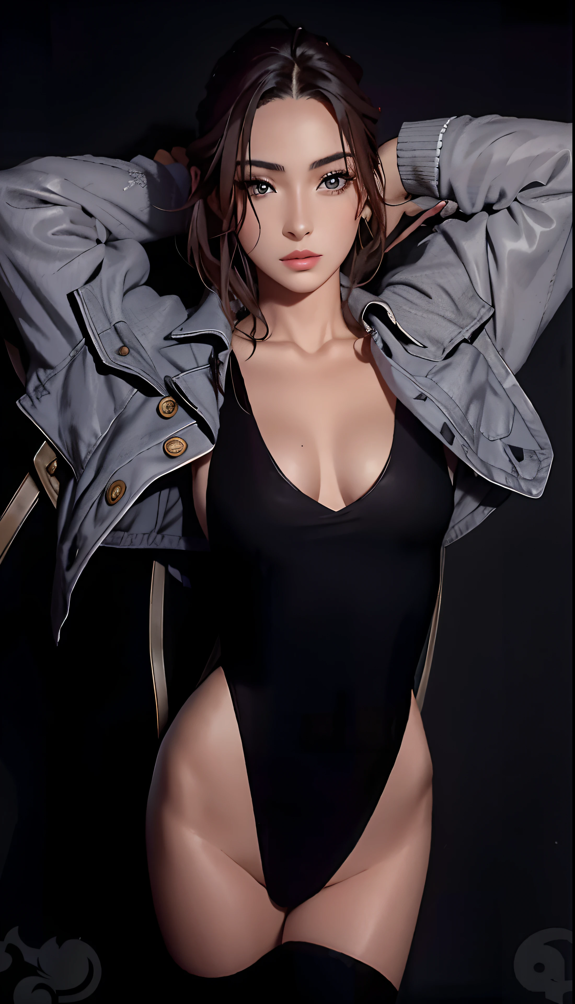 Arafed Mujer con un traje negro posando para una foto, con un traje negro, Hermosa modelo china, Linda chica con traje sin mangas, japanese model, Modelo IG | Artgerm, Tendencias en CGVeStation, Ropa reveladora, Tendencias en CGVatstation, Pose atractiva, pose sexy, 2 4 year old female model, sexy girl, Foto de Slim Girl Model