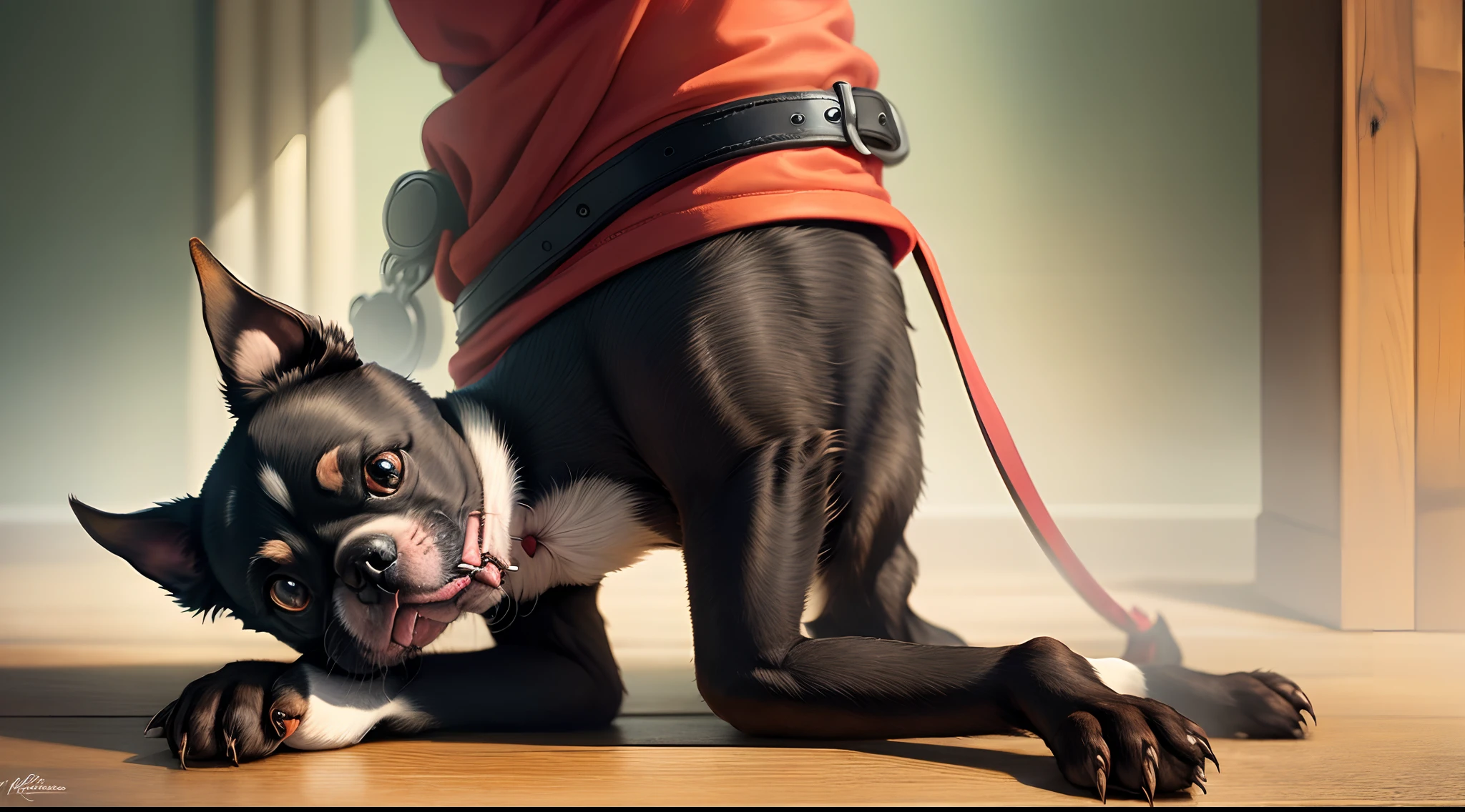Religious demonic Boston terrier