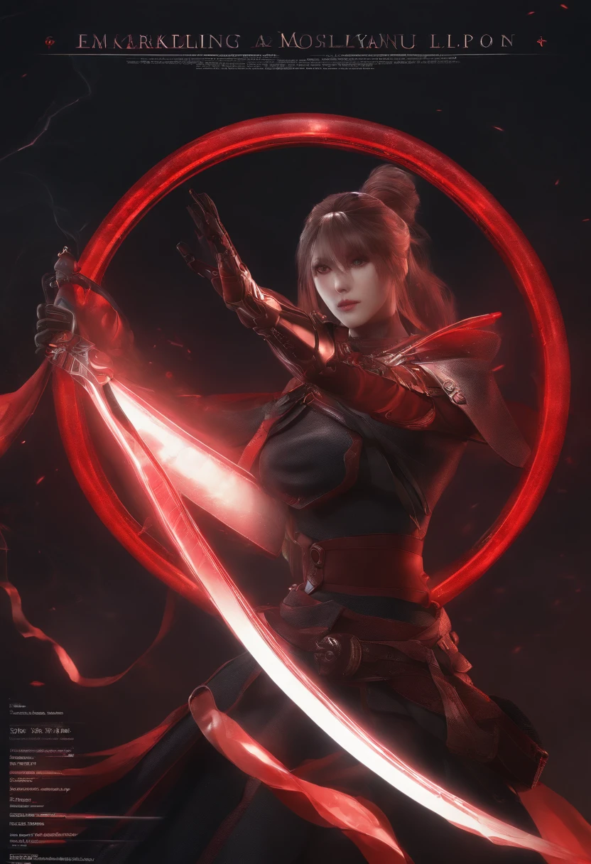 anime, anime style, high detail, chiaroscuro, reference sheet, A red circular ring weapon , Game UI design, UHD,