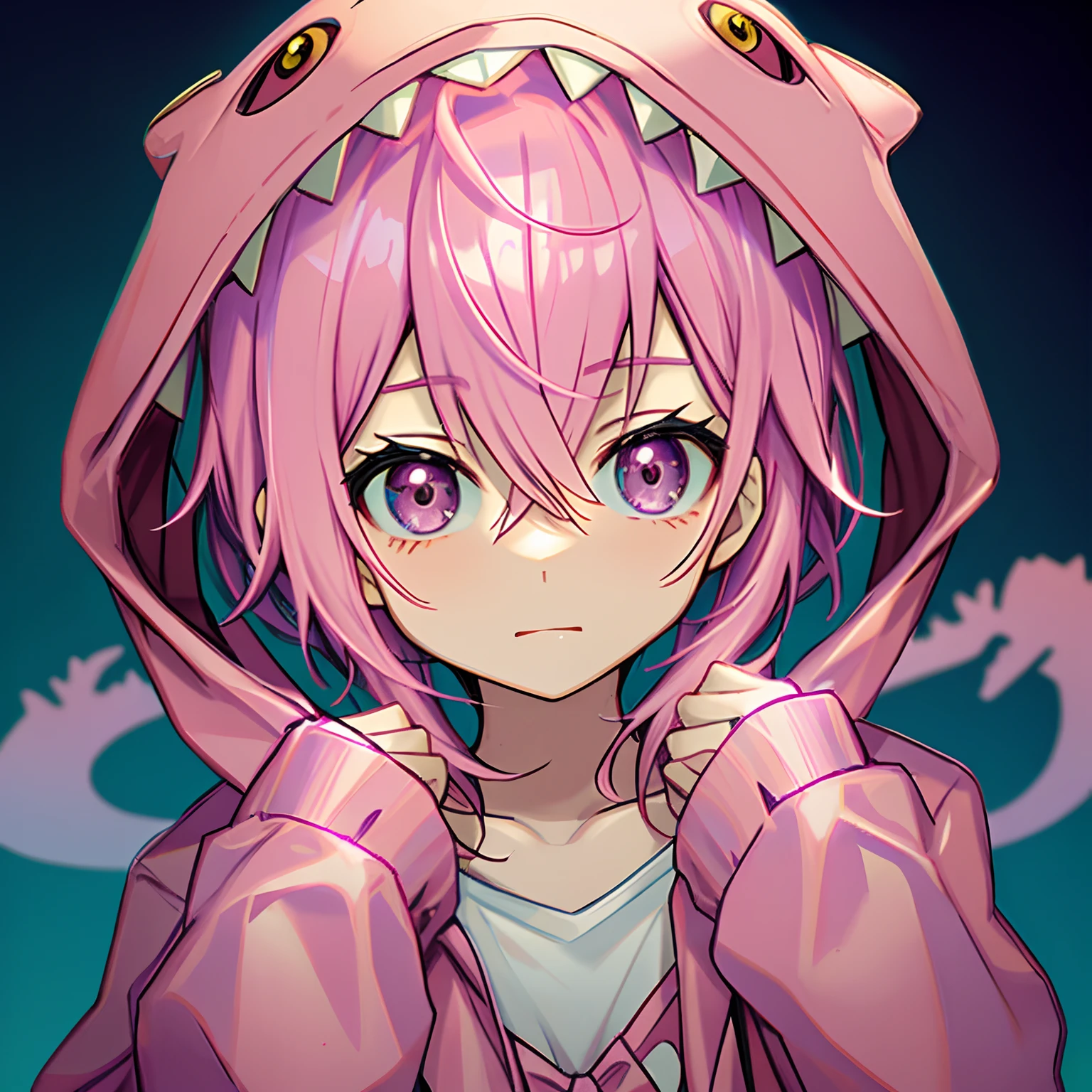 Pink hair、Dinosaur Costume