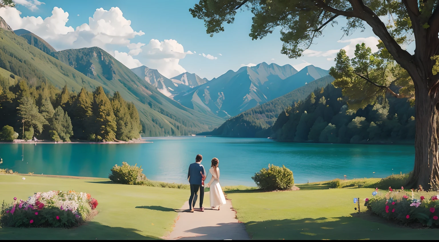 high-definition picture quality,Beautiful,Idyllic landscape,Lovers,Warm