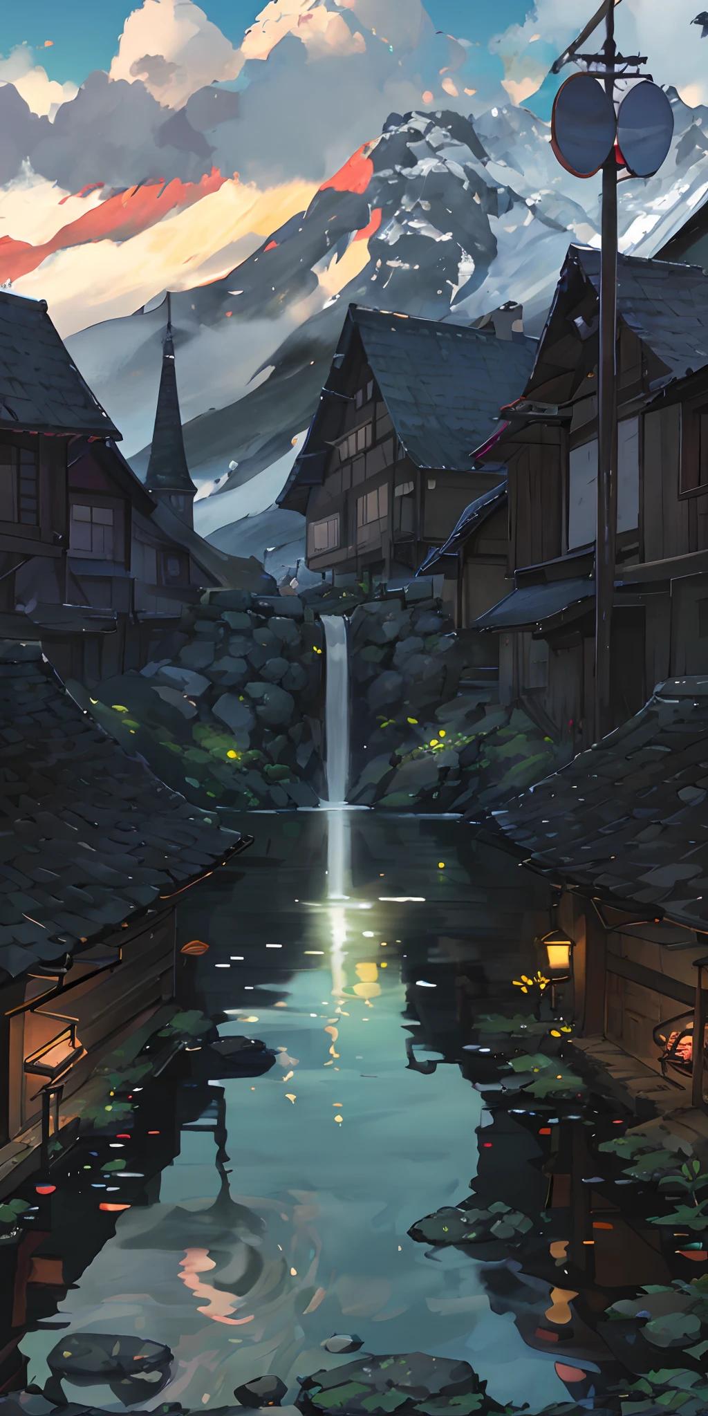 winter day、jungles、lakes、hole in the mountains、The tree、grassy fields、Rochas、hot onsen、hydrosphere、(illustratio:1.0)、Epic composition、Realistic lighting、high definition detail、tmasterpiece、Best quality,(非常详细的 CG 统一 8k 壁纸)
