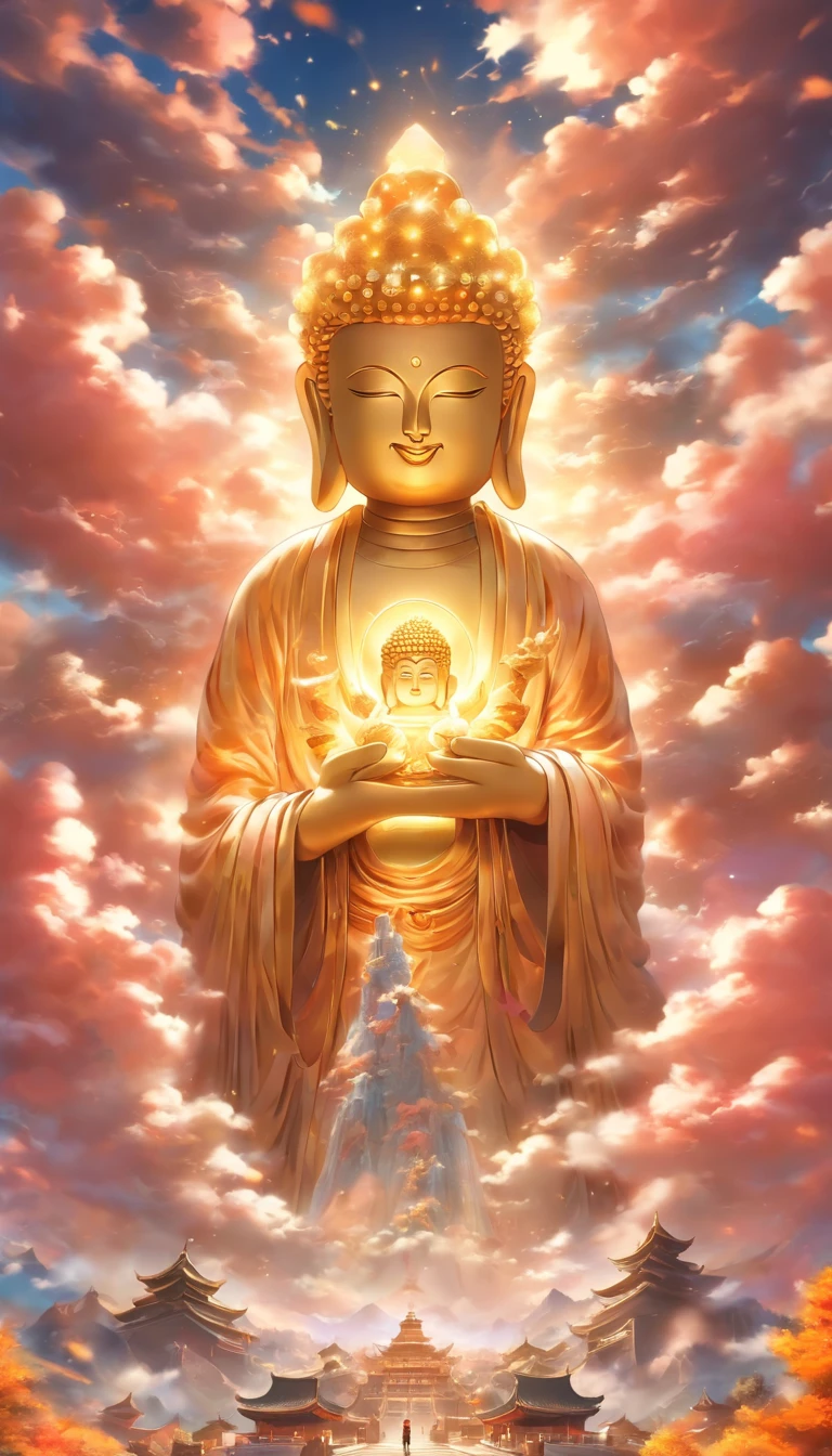 ((masutepiece)),(Best Quality)),china style,In the sky, Clouds form a huge Maitreya Buddha image,Pilgrims on the road,Hyper-realistic,Ultra photo realsisim,Real Photographics,8K,High Definition,high quarity,Works of masters,super-fine,(((OC Renderer)))