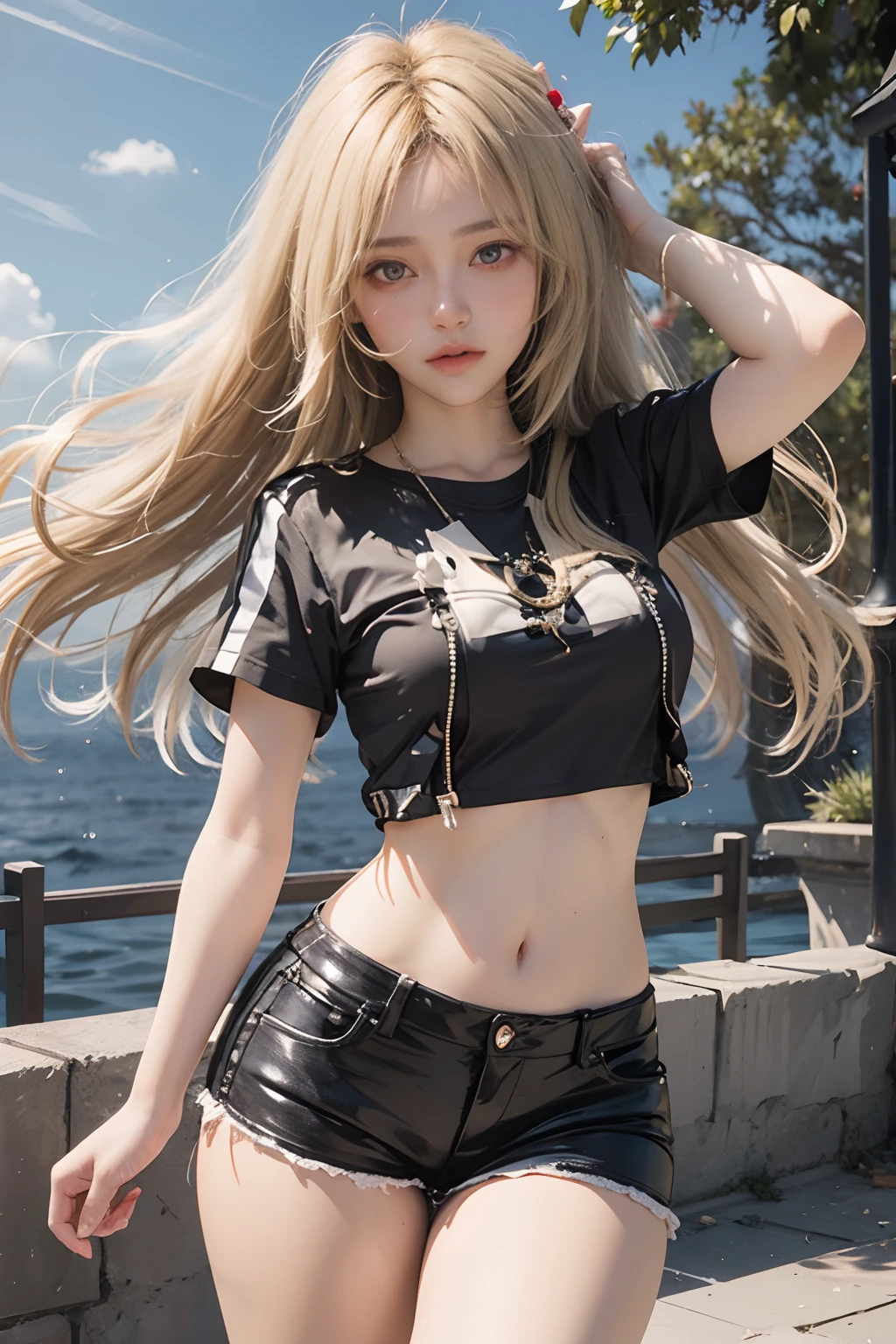 Realistic Lora 1 girl with blonde hair Red eyeballs