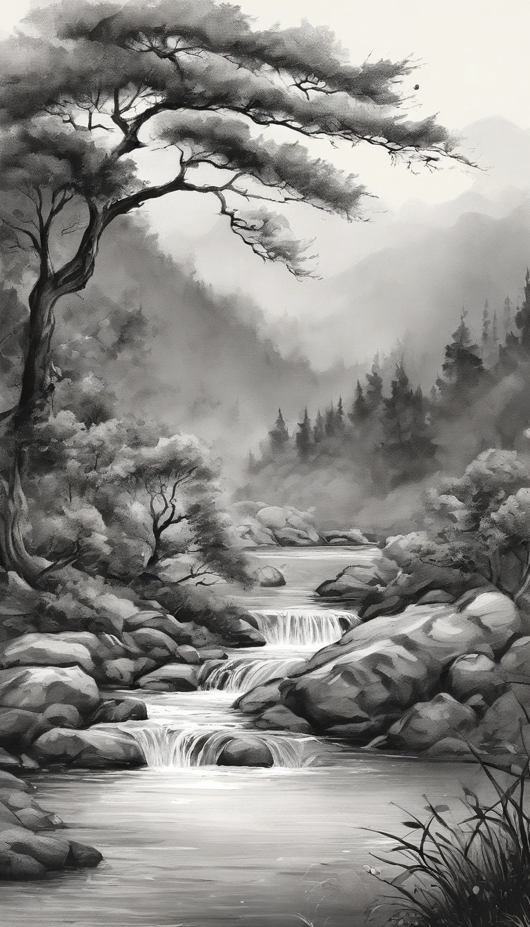 ink wash style,winter day、jungles、lakes、hole in the mountains、The tree、grassy fields、Rochas、hot onsen、hydrosphere、(illustratio:1.0)、Epic composition、Realistic lighting、high definition detail、tmasterpiece、Best quality,(非常详细的 CG 统一 8k 壁纸)