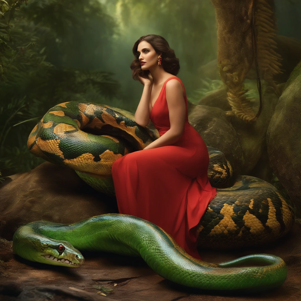 Eva conversando com a serpente e ela sendo enganada por ela