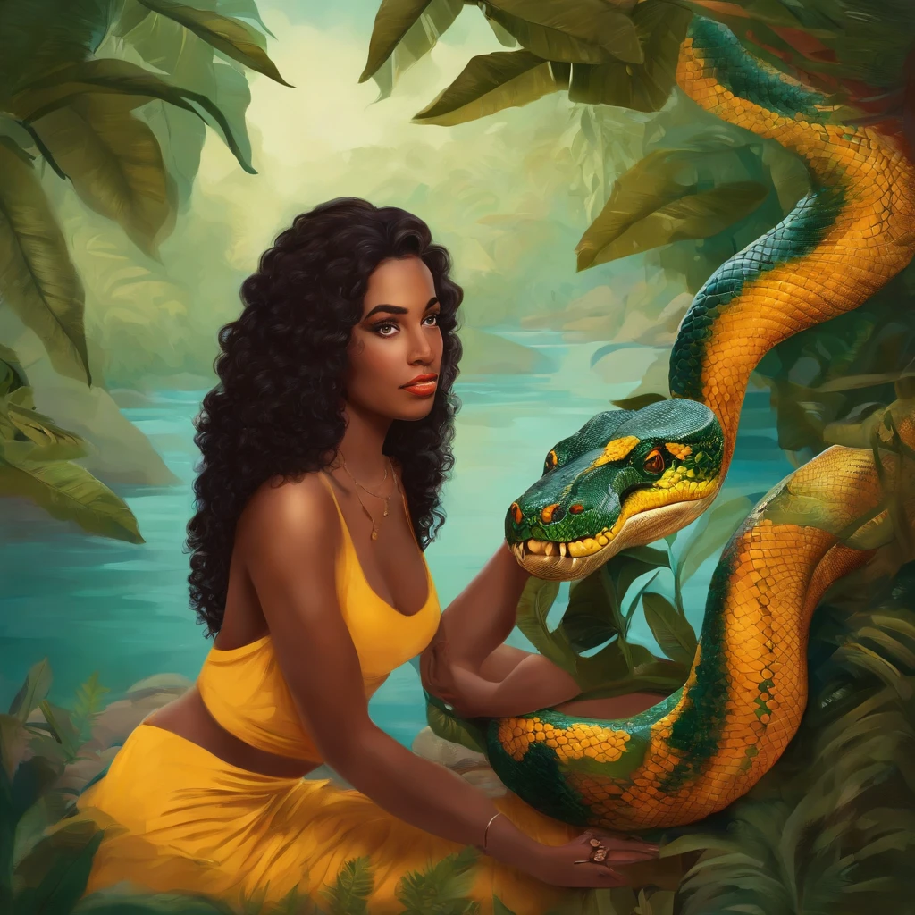 Eva conversando com a serpente e ela sendo enganada por ela