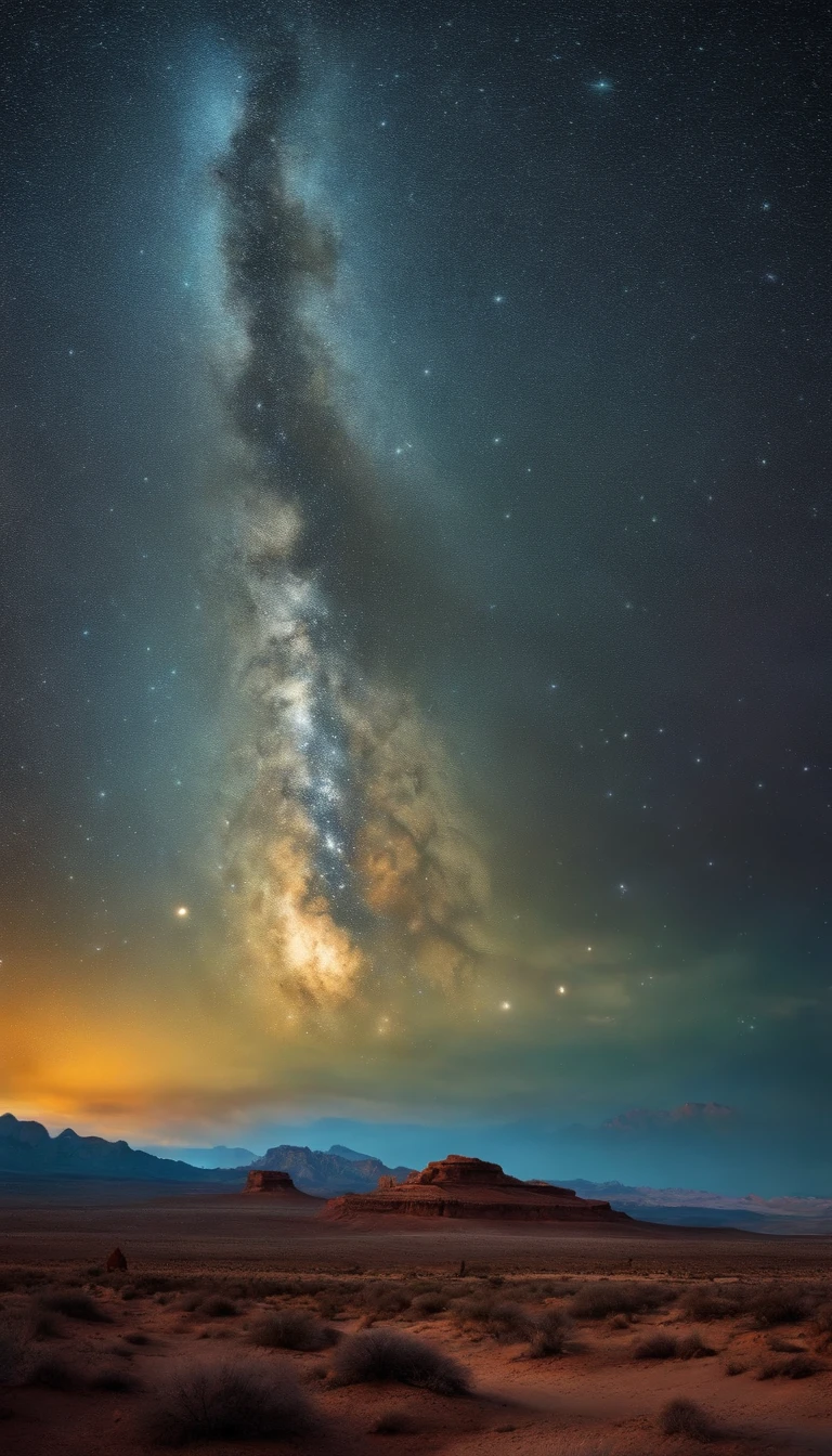 breath-taking,Van Gogh style starry sky in quaint night sky,Rolling desert,the expanse,