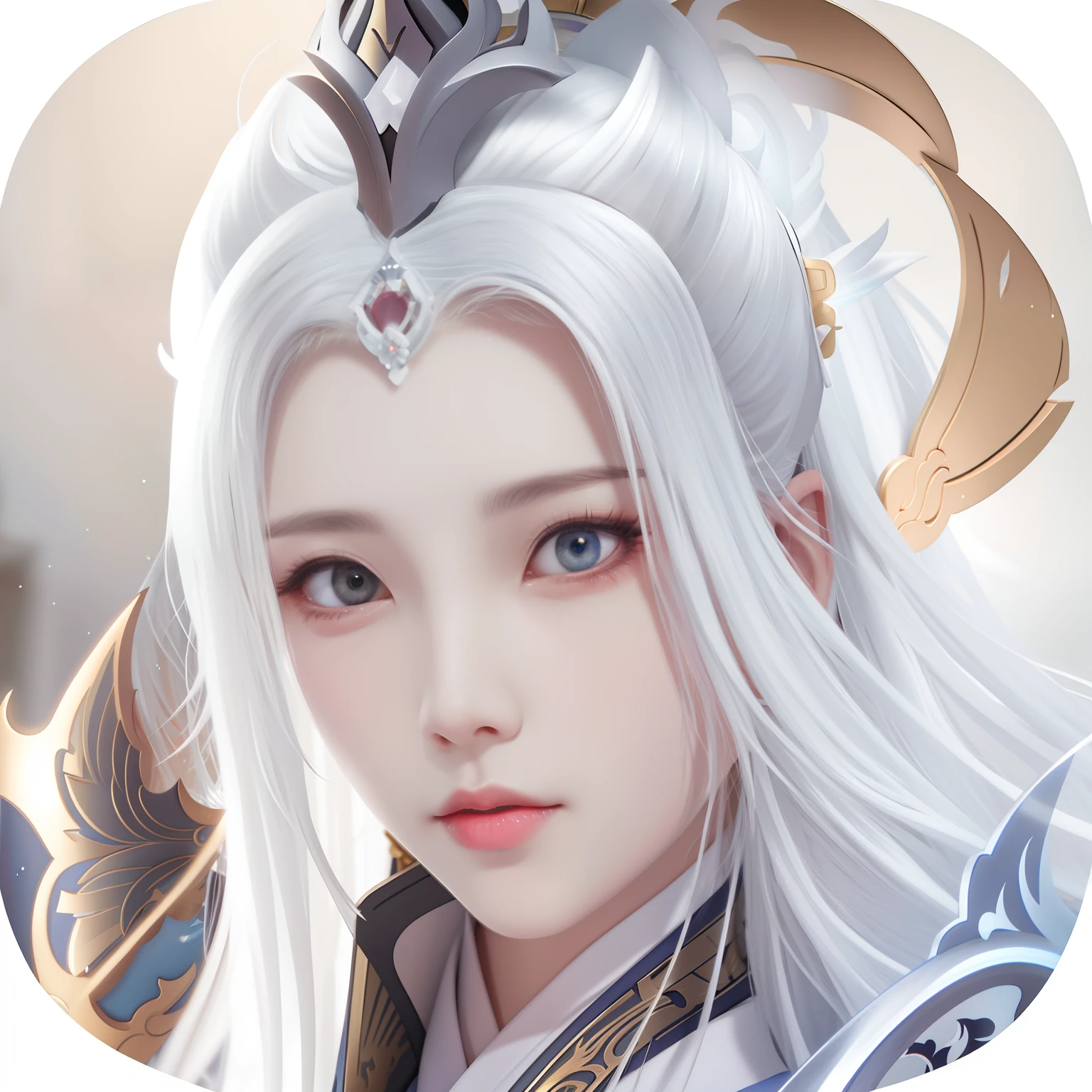 There is a woman with white hair and a sword,  onmyoji, heise jinyao, onmyoji portrait, xianxia hero, xianxia fantasy, Chinese fantasy, Guviz, G Liulian art style, kanliu666, sakimichan, zhao yun, Inspired by Huang Ji，reflection light, sparkle, close-up, 16k, 8k, 4K, HD, highres, best quality, UHD, masterpiece, 1080P, textured skin