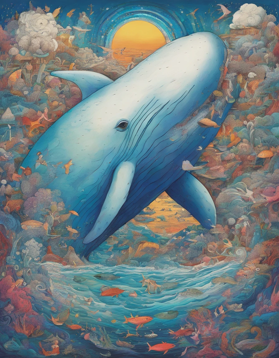 Depict a vivid scene of Jonah, Prophets of God, A moment of desperate prayer in the huge belly of a giant whale.
Jonah got wet and fell to his knees, Slippery terrain, Illuminated by the dim light coming in from the whale's mouth.
He wears tattered clothes,Facial features radiate pain and humility.Convoluted、high detal、Dramatic、(volume illumination:1.2)HDR shooting。(close-up,Super Deep Vision,ultra wide-angle,Microfocal Lens:1.2)(realist:1.4)tmasterpiece、hightquality、Beautiful photos
near: Jonas, The inner walls of the whale are rough, Moist texture, I see some kind of marine litter.
Jonah raised his hand in prayer, Tears in the eyes, Because his words are directed to God.
A giant whale figure hovers over Jonah, Showing the greatness and darkness of the Lord, In stark contrast to the smallness and weakness of the prophets.