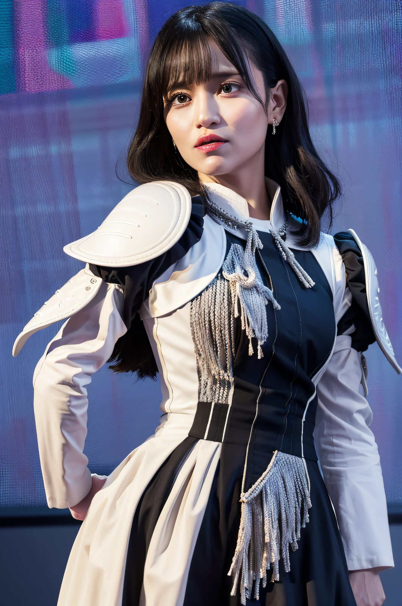 Photorealistic, High resolution, 1womanl, Solo, hips up high, look at viewr, (Detailed face), White hair, Long hair, Knight Armor