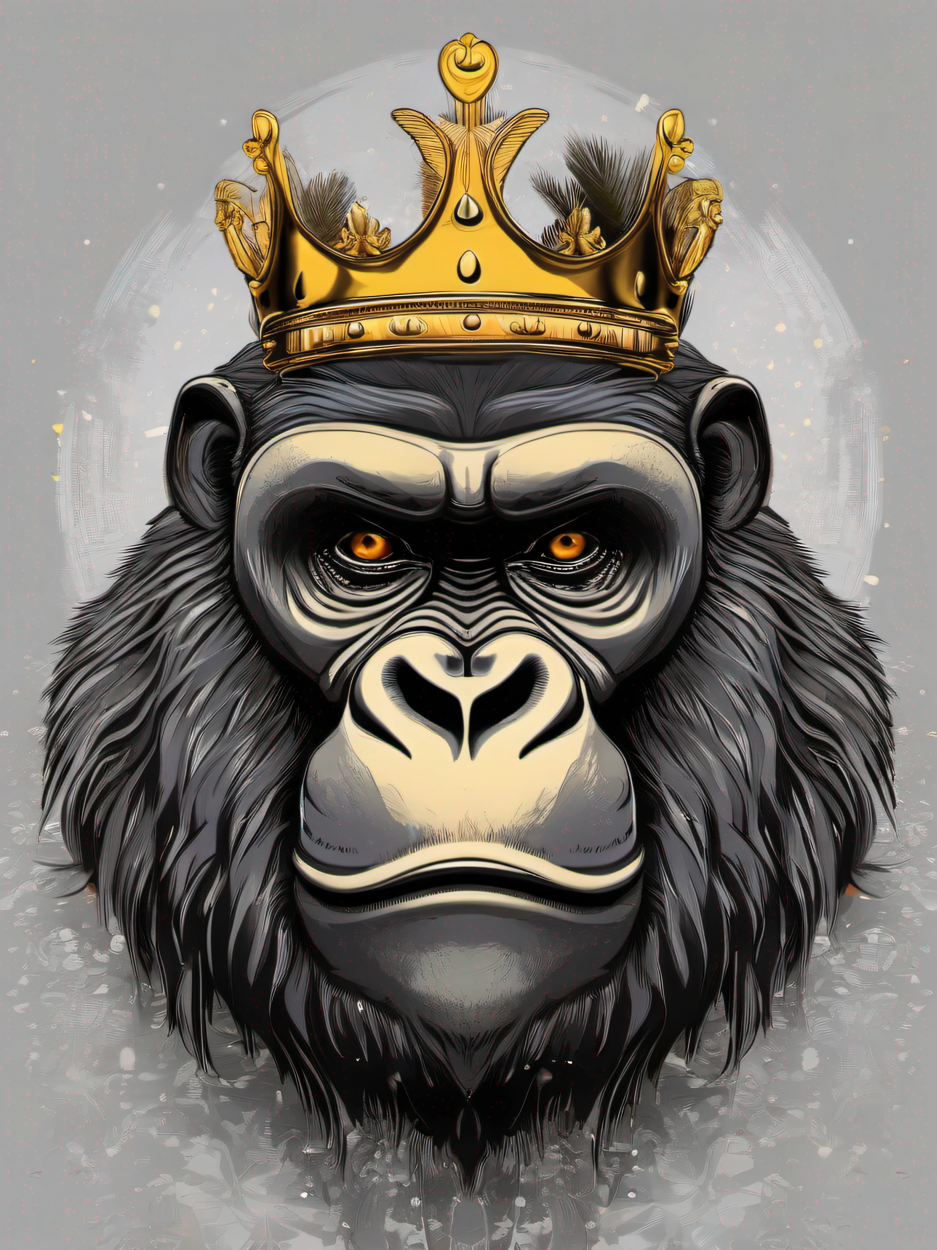 Gorilla with vector illustration of golden crown, e Oculos escuros