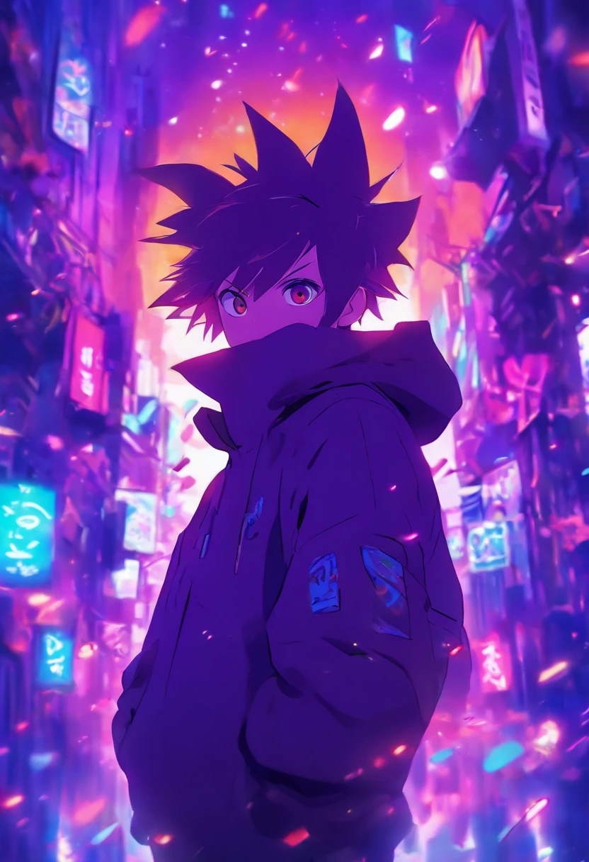 Sickly cute、Department of Landmines、1 boy、short-haired、A dark-haired、Purple Hoodie