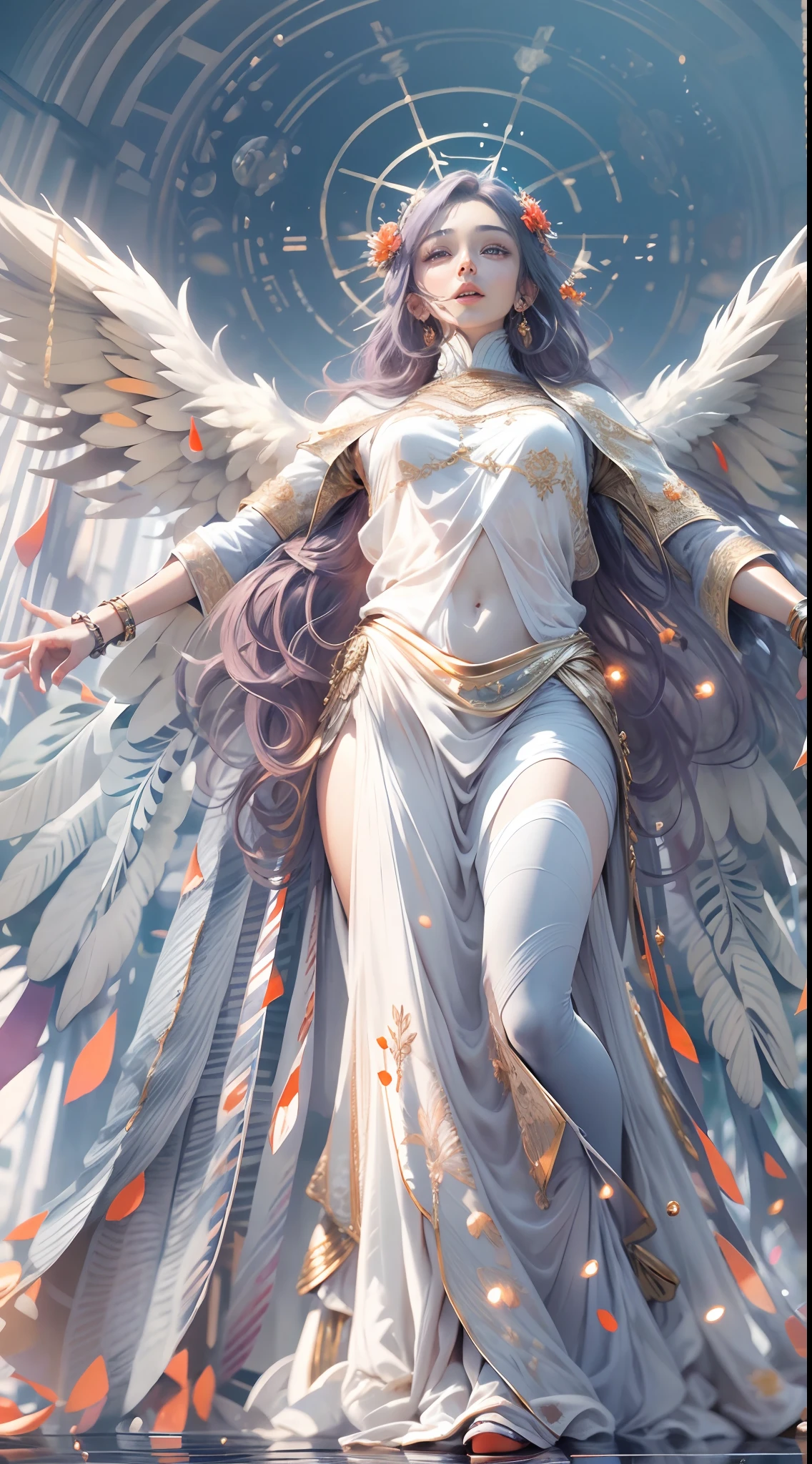 masterpiece, top quality, 8K, real person, realistic, very dense CG, shiny skin, fully focused, heaven, divine glory, radiant, angel, blessing, happiness,