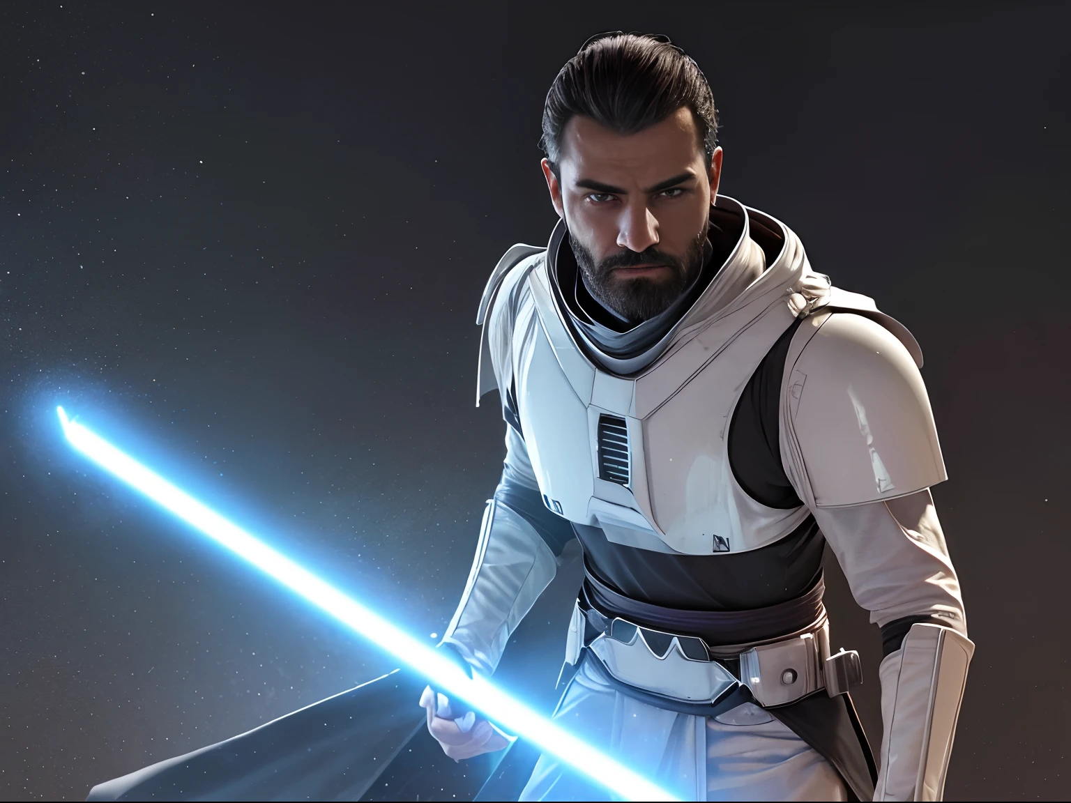 (((un caballero jedi))) (((de starwars ))) (en un campo volcanico), trae su espada laser(cuerpo completo) (((guapo cejas y bara poblada)))jedi((piel canela)) ((8k)),((cuerpo completo))(((Amazing scenne))), guapo,((ojos cafe)), (((un hombre))) 8k, hiperrealista todo como un motor irreal trazado de rayos render ((estilo humano hiperealista)),(((Empty dark background))). hiperrealista todo como un motor irreal trazado de rayos render estilo humano realista ,(((Empty dark background)))., Suavemente iluminado, Intimo exquisito detalle, foco nítido, intrincadamente detallado, rewarded photography, small-catchlight, bajo contraste, alta nitidez, facial-symmetry, profundidad de campo, cinematic background, Renderizado del motor irreal, Imagen central, dream-like, Suavemente iluminado, intimo, imagen de cuerpo completo ,((cuerpo completo)),((cuerpo completo)),((hombre))