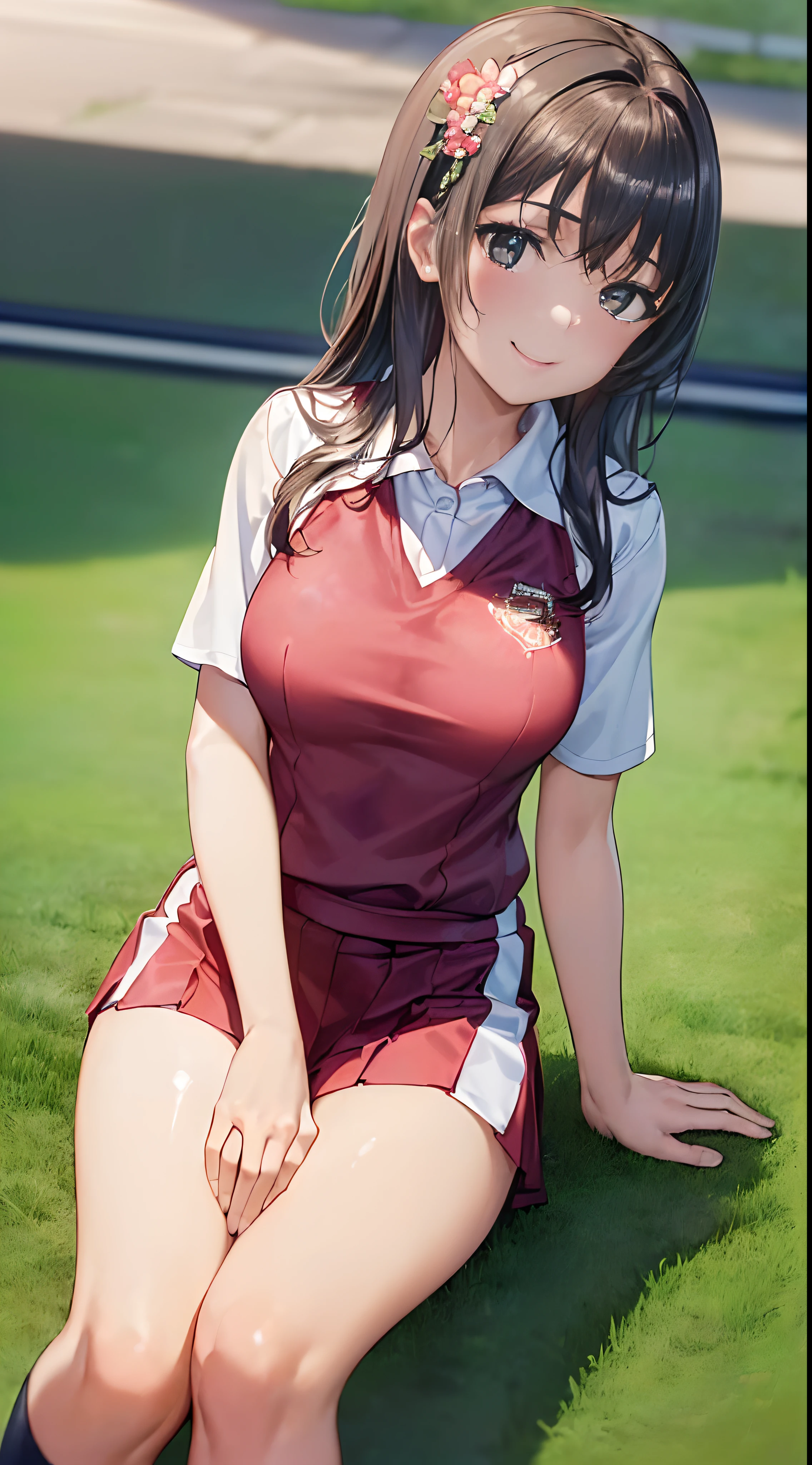 (((​masterpiece,top-quality,超A high resolution))),1womanl, ,((()),Beautiful breasts,,well-styled,,((())),(((A smile))),(((Satin Ruico))),,(((Best Quality,4K,in 8K))),((with blush cheeks))),(((Athletics uniforms)),