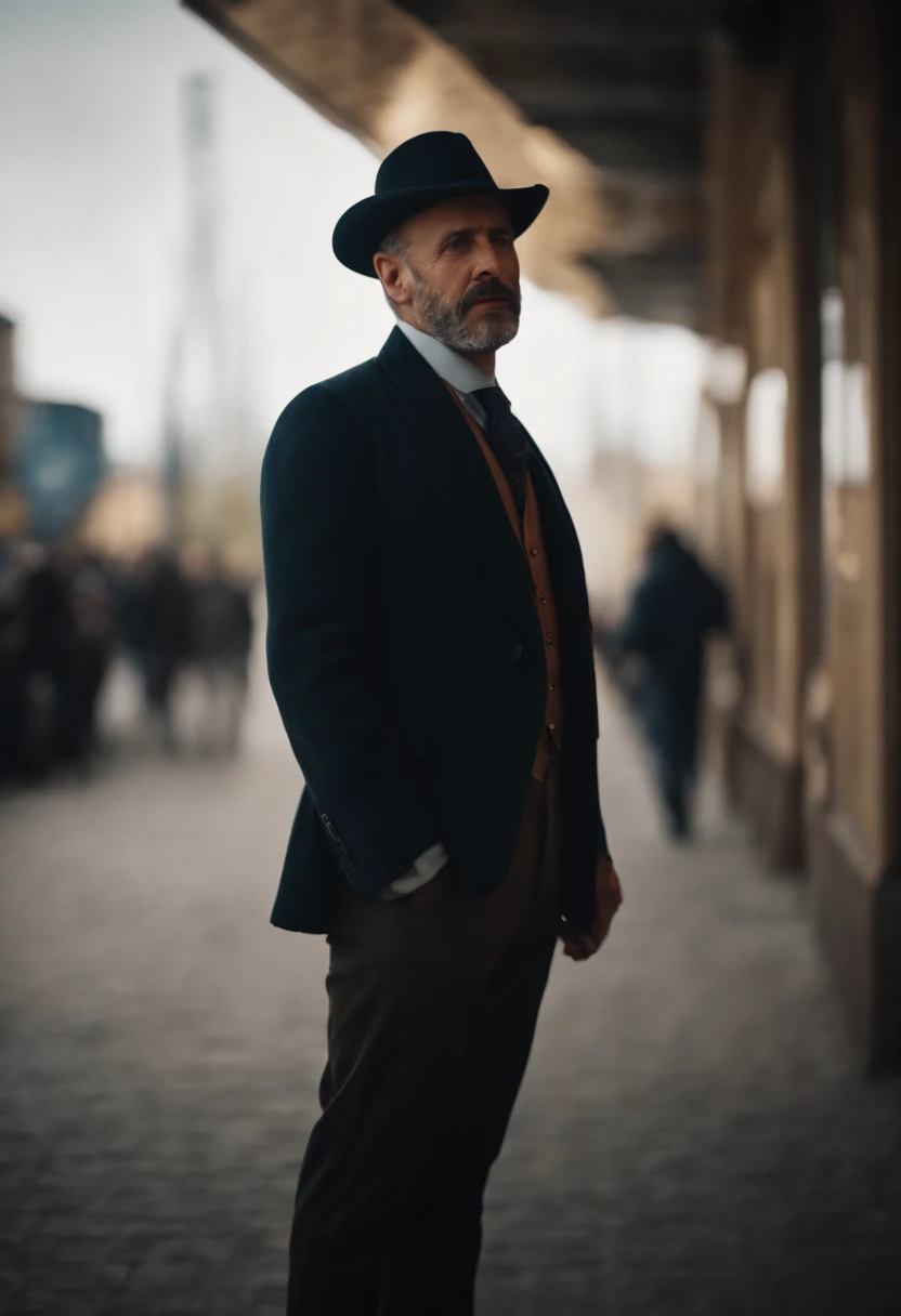 Portrait of a narrator with an interesting face looking directly at the camera
