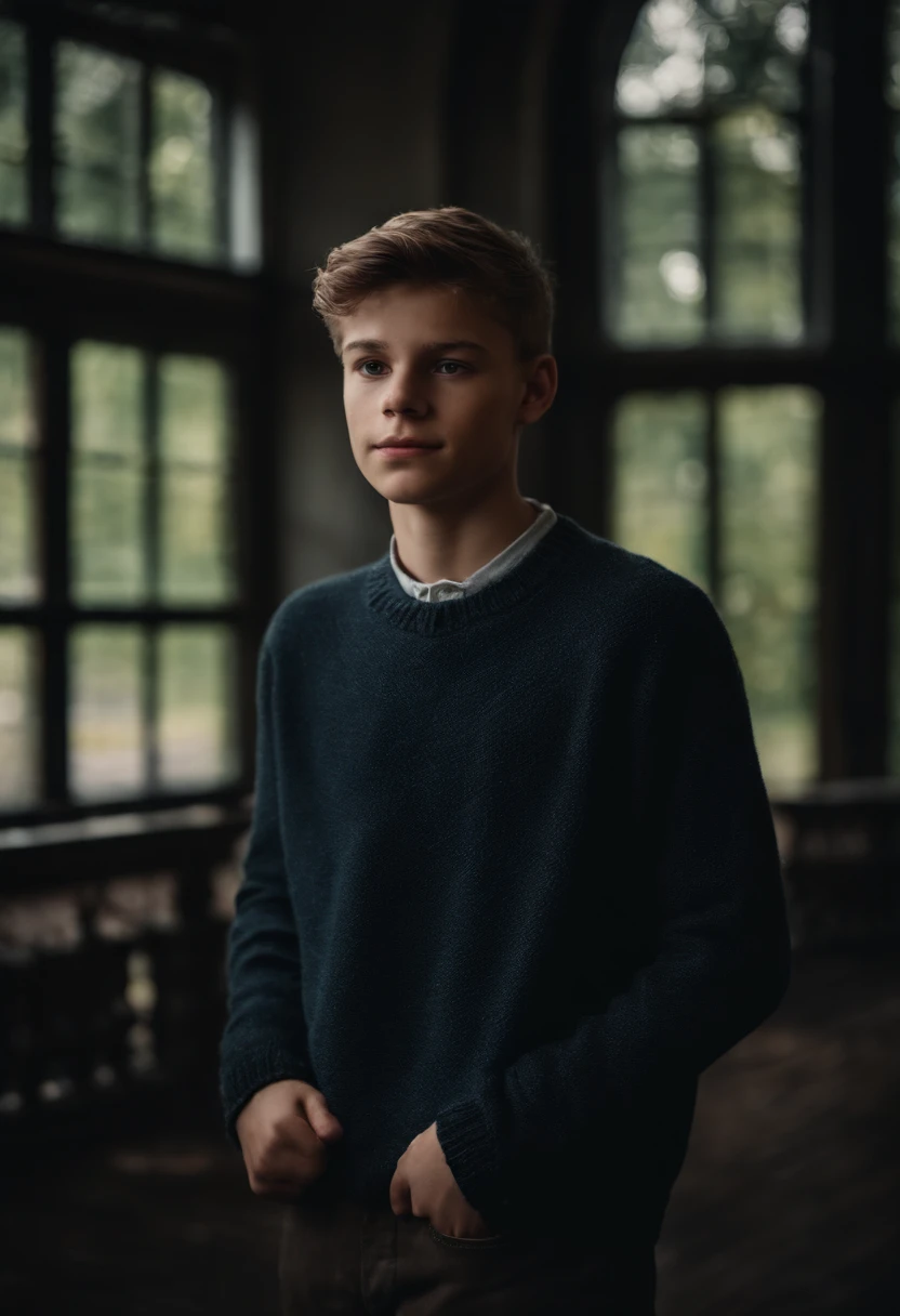 Portrait of a 17-year-old boy, schwarzen gelockten Haaren und brauner haut