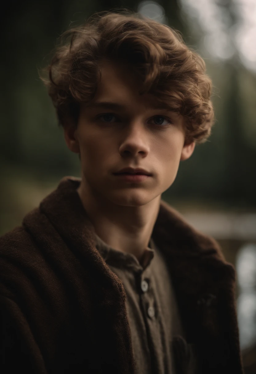Portrait of a 17-year-old boy, schwarzen gelockten Haaren und brauner haut