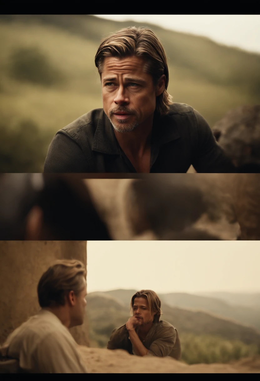 a narrator like brad pitt looks straight to camera