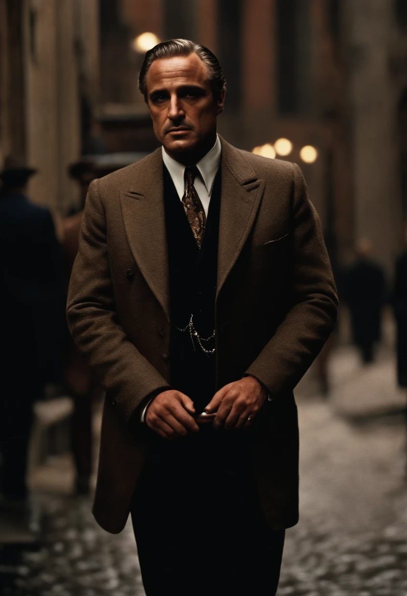 a narrator like the godfather marloon brando looks directly into the camera