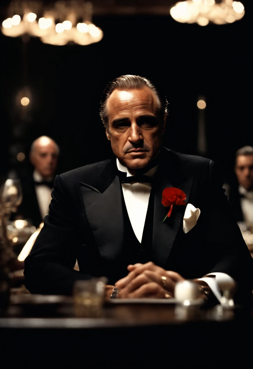 a narrator like the godfather marloon brando looks directly into the camera