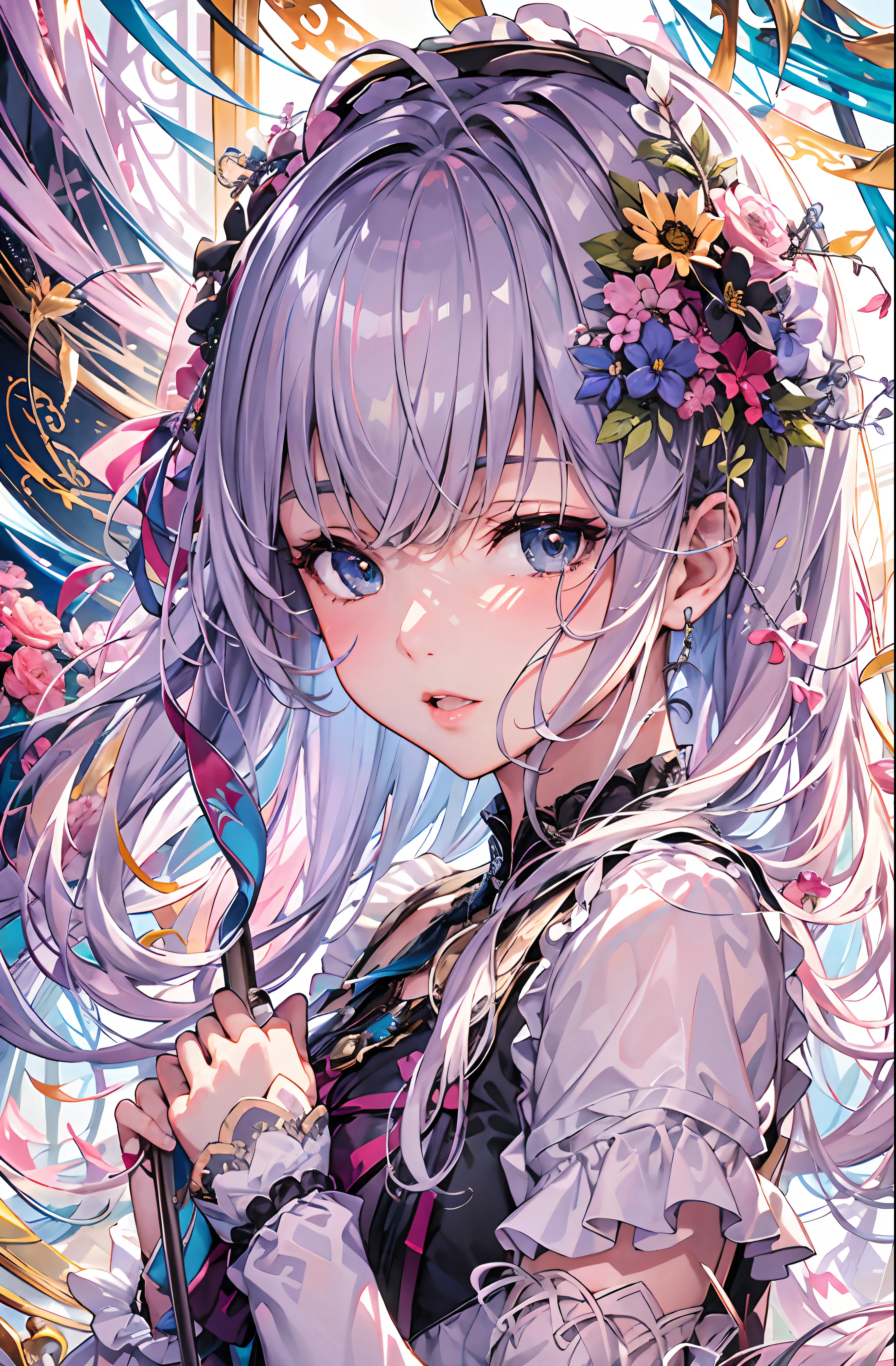tmasterpiece、top-quality、ultra - detailed、offcial art、aestheticly pleasing、1girl in、Fault art:1.5、extremely colorful:1.5