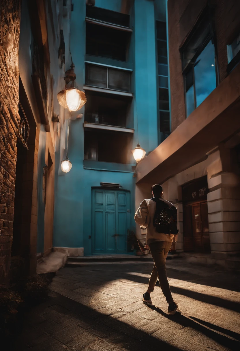((Mejor calidad)), ((tmasterpiece)), (Un detallado:1.4),((cuerpo completosbian)),Improved dynamic perspective,Una criatura malvada, con cara de cabra,Sostenga el teclado,Come to me,Future sci-fi city street,street photography,colores brillantes,Magical dream,optical,Alta calidad,Super-fino,Old pubic detailed,preciso,cinematic lighting,OC renderizador