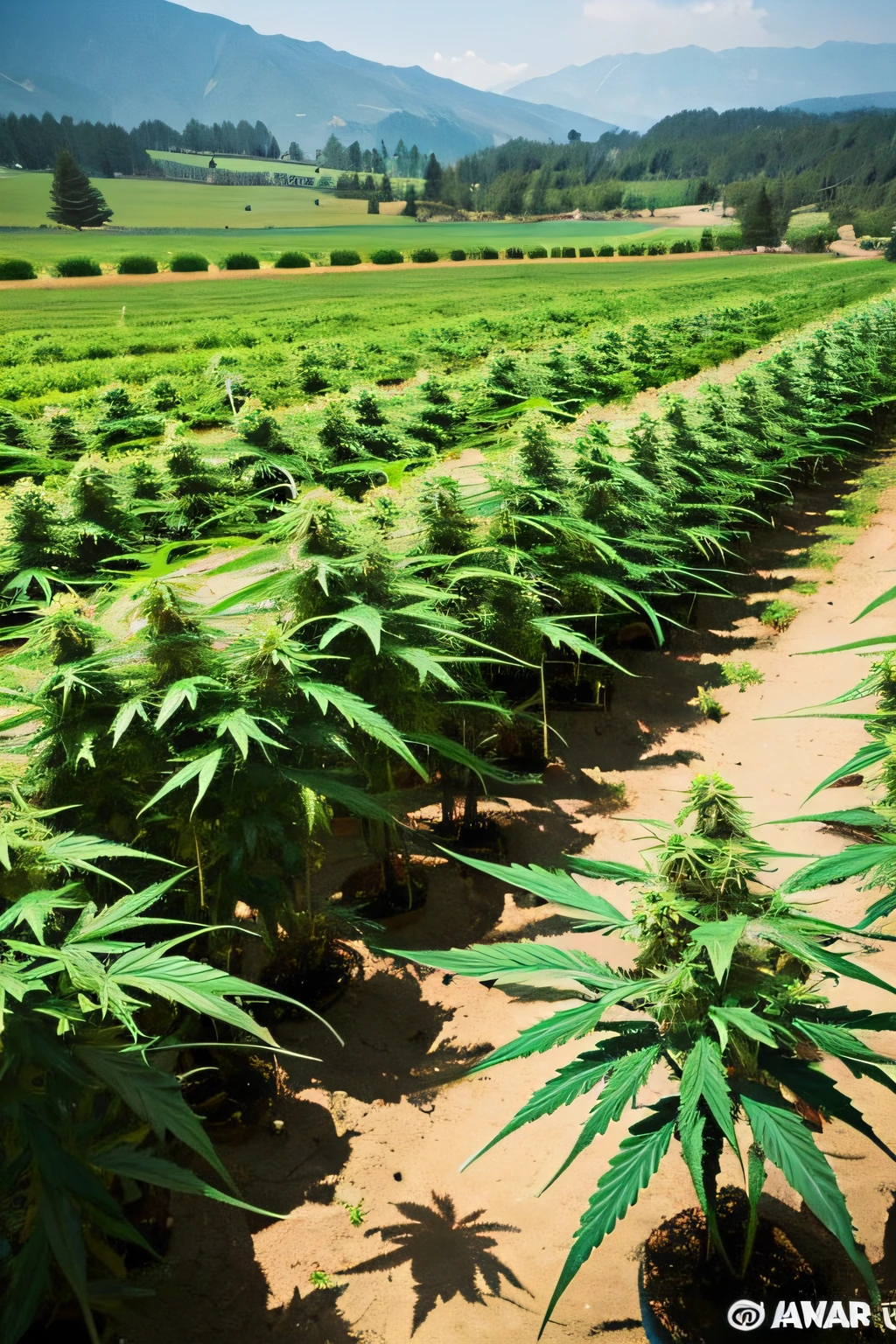 Describe your image of the most beautiful and hardy cannabis plantation in the world