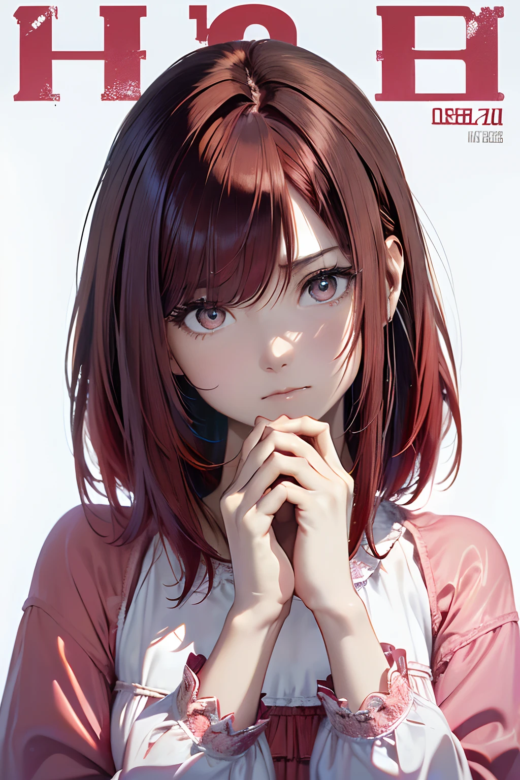 (Best Quality, 8K, Oil Painting, masutepiece:1.2), Ultra-detailed, (Realistic, Photorealistic:1.37), (((FULL BODYSHOT)))、Vibrant colors, (((Disappointed look)))、(((Black and pink nightgown)))、(((Girly Nightgown)))、(((２０Women of a certain age)))、Studio Lighting, (((red hairs)))、(((Shoulder-length bob hair)))、((( White background))), (((I'm hesitant.)))、(((Red hair)))、(((bobhair)))、(((In front of a white wall)))、(((Cover your face with your hands)))、(((There is a margin at the top of the head)))、